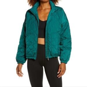 Zella Quilted Bomber Jacket in Green Moss XXS NWT